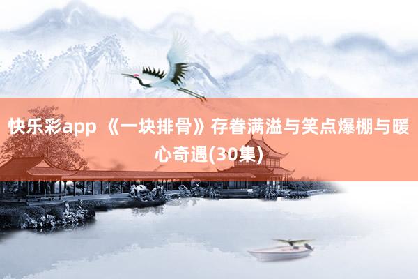 快乐彩app 《一块排骨》存眷满溢与笑点爆棚与暖心奇遇(30集)