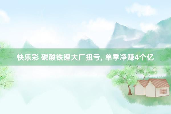 快乐彩 磷酸铁锂大厂扭亏， 单季净赚4个亿