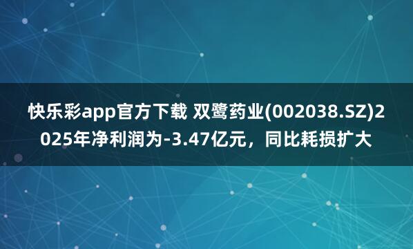 快乐彩app官方下载 双鹭药业(002038.SZ)2025年净利润为-3.47亿元，同比耗损扩大