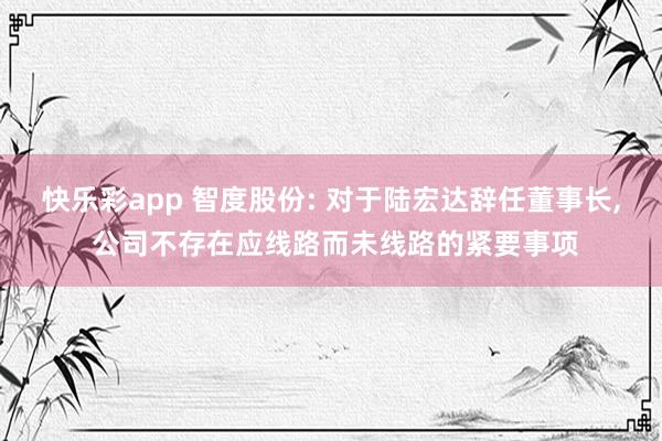 快乐彩app 智度股份: 对于陆宏达辞任董事长， 公司不存在应线路而未线路的紧要事项