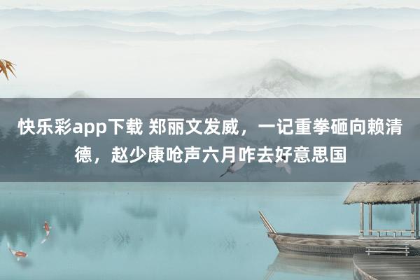 快乐彩app下载 郑丽文发威，一记重拳砸向赖清德，赵少康呛声六月咋去好意思国